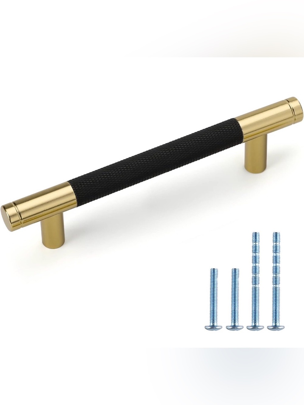 18 Pack 5.3 inch Black and Gold Cabinet Pulls Handles - Modern Knurled Bars